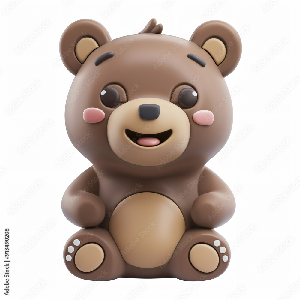3d render icon of Bear cartoon plastic 3d clay isolated 3d render icon of Bear cartoon plastic 3d clay isolated