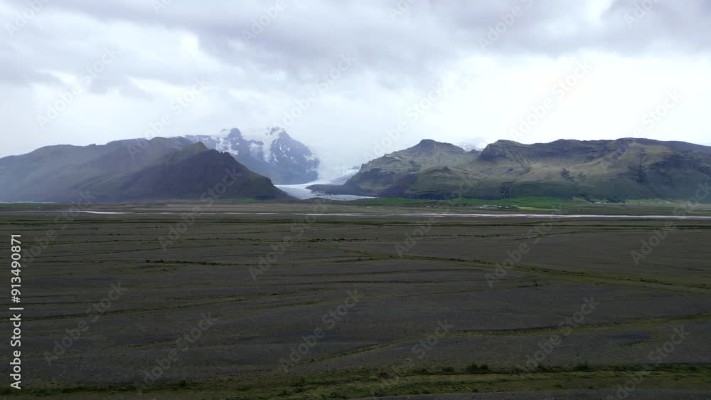 horizontal drone video towards a galcier in Iceland horizontal drone video towards a galcier in Iceland