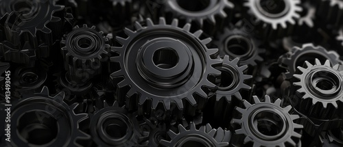 Wallpaper Mural overlay of gear wheels, on black background, Generative AI Torontodigital.ca