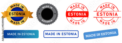 made in estonia stamp logo design collection badge grunge template icon
