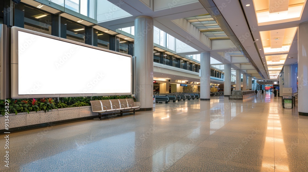 Blank Advertising Billboard at Airport. generative AI Blank Advertising Billboard at Airport. generative AI