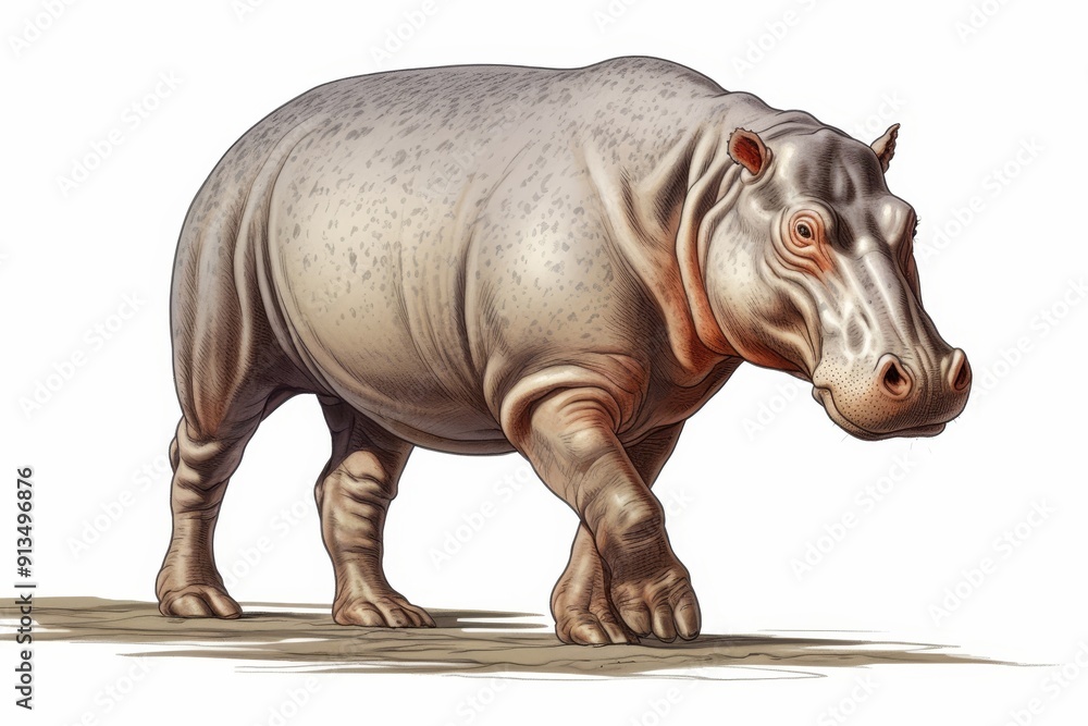 Obraz premium Isolated hippopotamus on white background, enhancing search relevance for optimal results