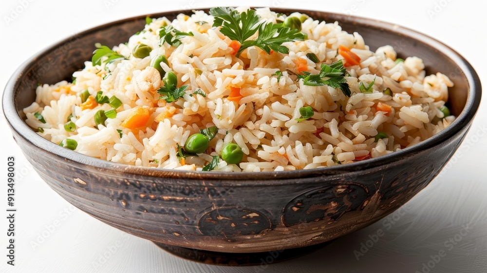 Fried Rice, 3D illustration, realistic, isolated on white background Fried Rice, 3D illustration, realistic, isolated on white background
