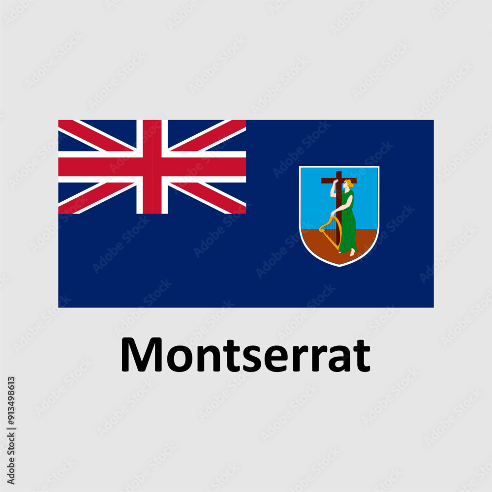 Fototapeta premium Montserrat flag design vector illustration on a gray background for graphic and web design.