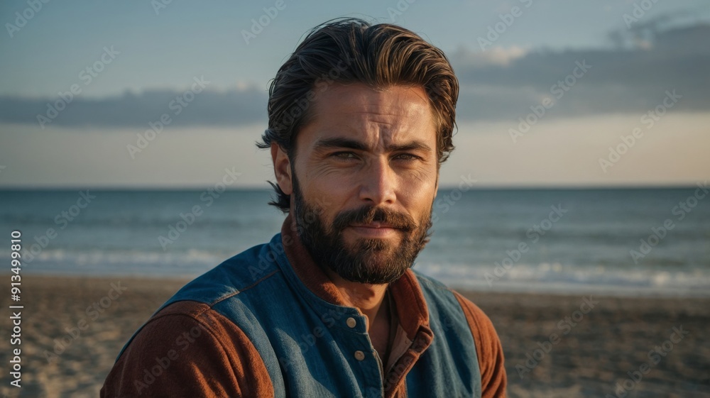 Portrait of handsome by the beach Portrait of handsome by the beach