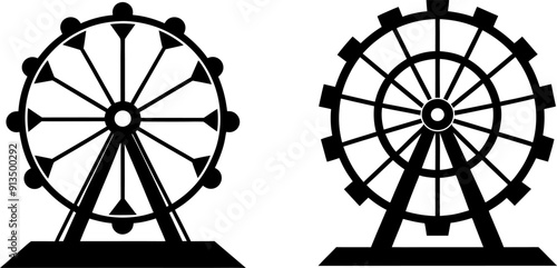 beautiful Ferris wheel silhouette illustration