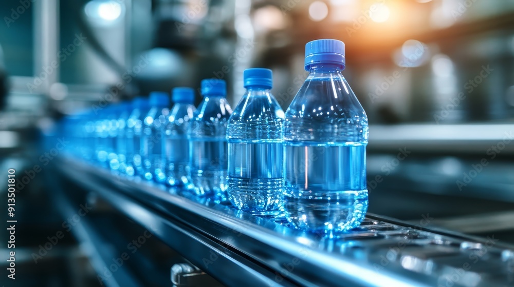 Plastic Water Bottles on Production Line Plastic Water Bottles on Production Line