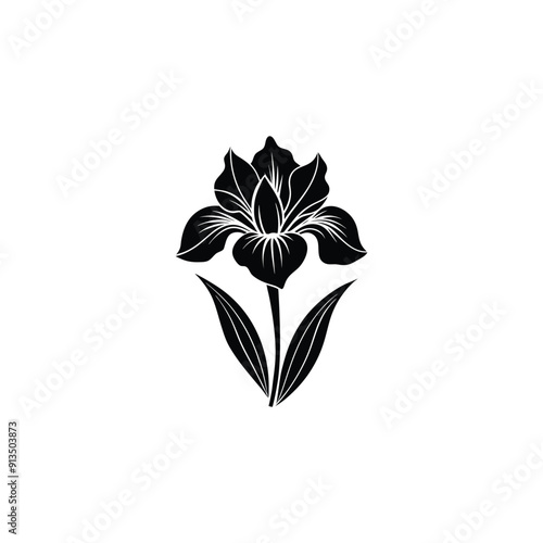 trendy modern silhouette iris flower.