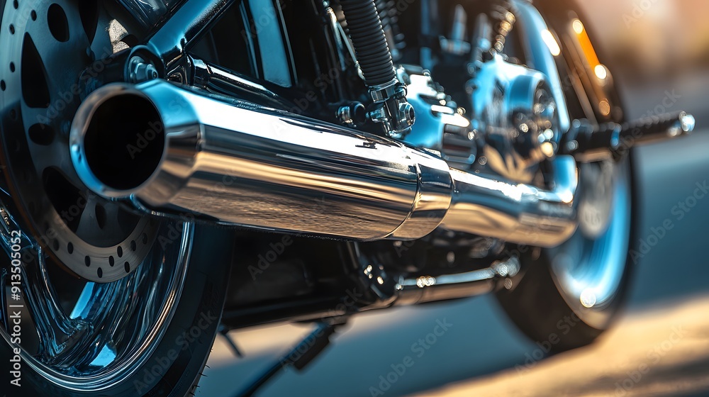 Obraz premium Close Up Of Motorcycle Exhaust Pipe.