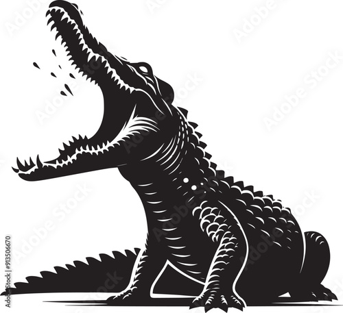 Crocodile Silhouette isolated on white background Minimalist crocodile vector shape