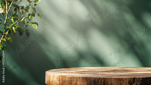 green leaves on wooden background