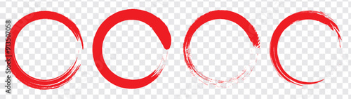 Black & Red Zen Circle Brush Logo, Sign, Icon Vector Design Illustration. Circle Brush Zen, Enzo Logo, Sign, Icon Set Vector Illustration Template. Eps 10.