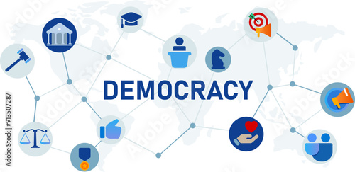 democracy democratic national choose debate choice people law justice order politic politician icon set design