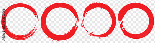 Black & Red Zen Circle Brush Logo, Sign, Icon Vector Design Illustration. Circle Brush Zen, Enzo Logo, Sign, Icon Set Vector Illustration Template. Eps 10.