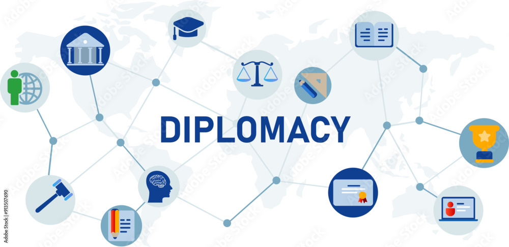 diplomacy law justice order connection communication global diplomate politics icon set design diplomacy law justice order connection communication global diplomate politics icon set design