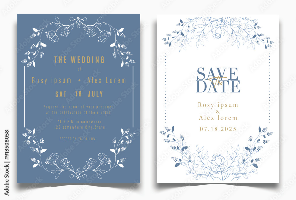 Wedding Invitations save the date card design with elegant garden anemone Wedding Invitations save the date card design with elegant garden anemone