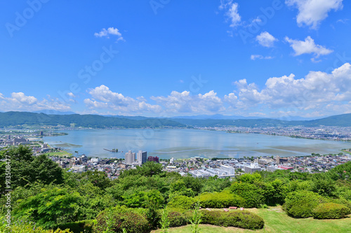 Panoramic View of Lake Suwa from Tateishi Park in Nagano Prefecture photo