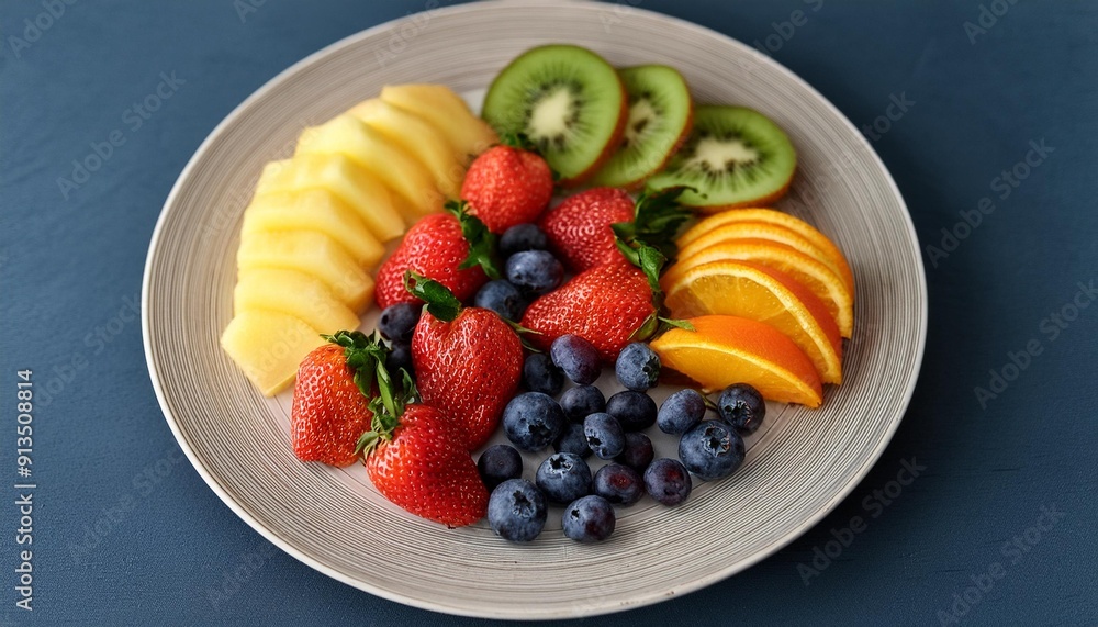 Fresh and delicious-looking fruits on a plate on the table. Really delicious.90 Fresh and delicious-looking fruits on a plate on the table. Really delicious.90