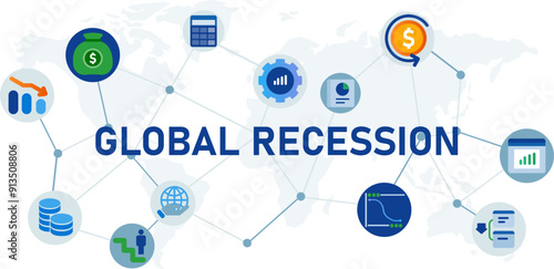 global recession market crash crisis international market icon set decrease crash economy downfall falling market design