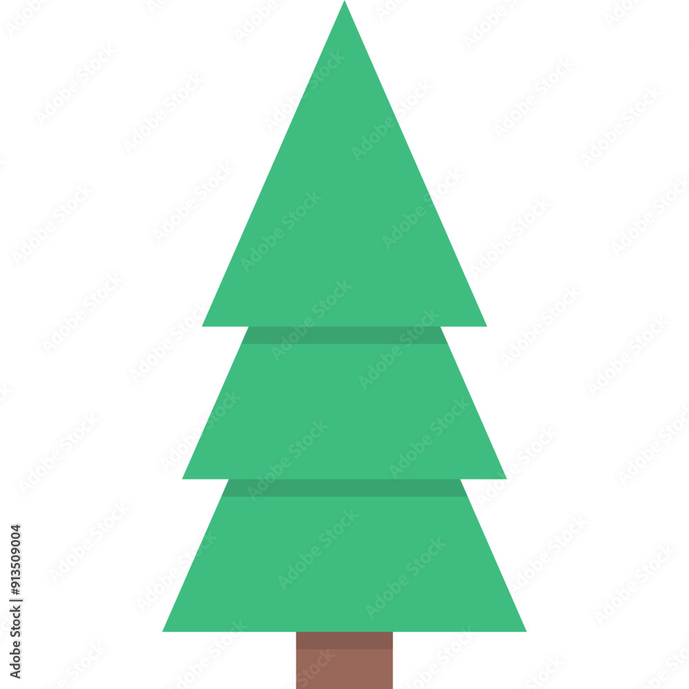 Fototapeta premium Christmas Tree, Winter Tree for Holiday Xmas and New Year. Vector Flat Icon
