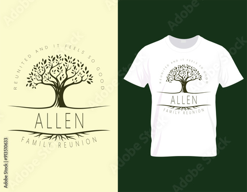 Elegant design allen family reunion tshirt design template