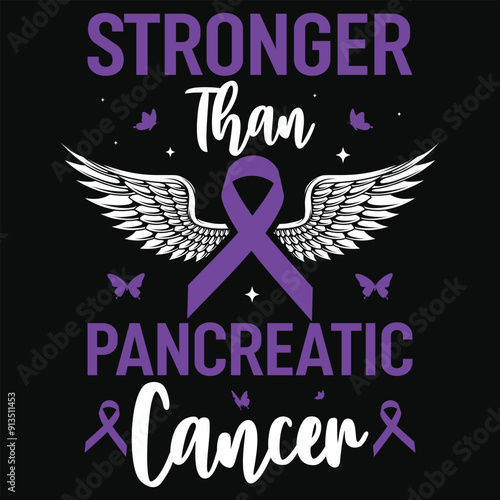 Stronger than pancreatic cancer awareness typography tshirt design
