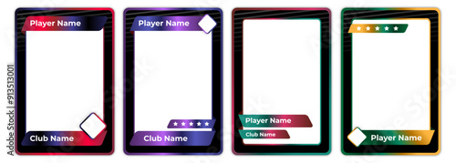 card border game template with geometric theme and accompanied by various neon colors. for game card templates and playing cards