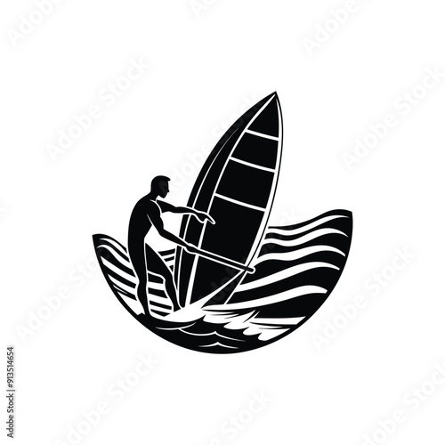 windsurfing silhouette.