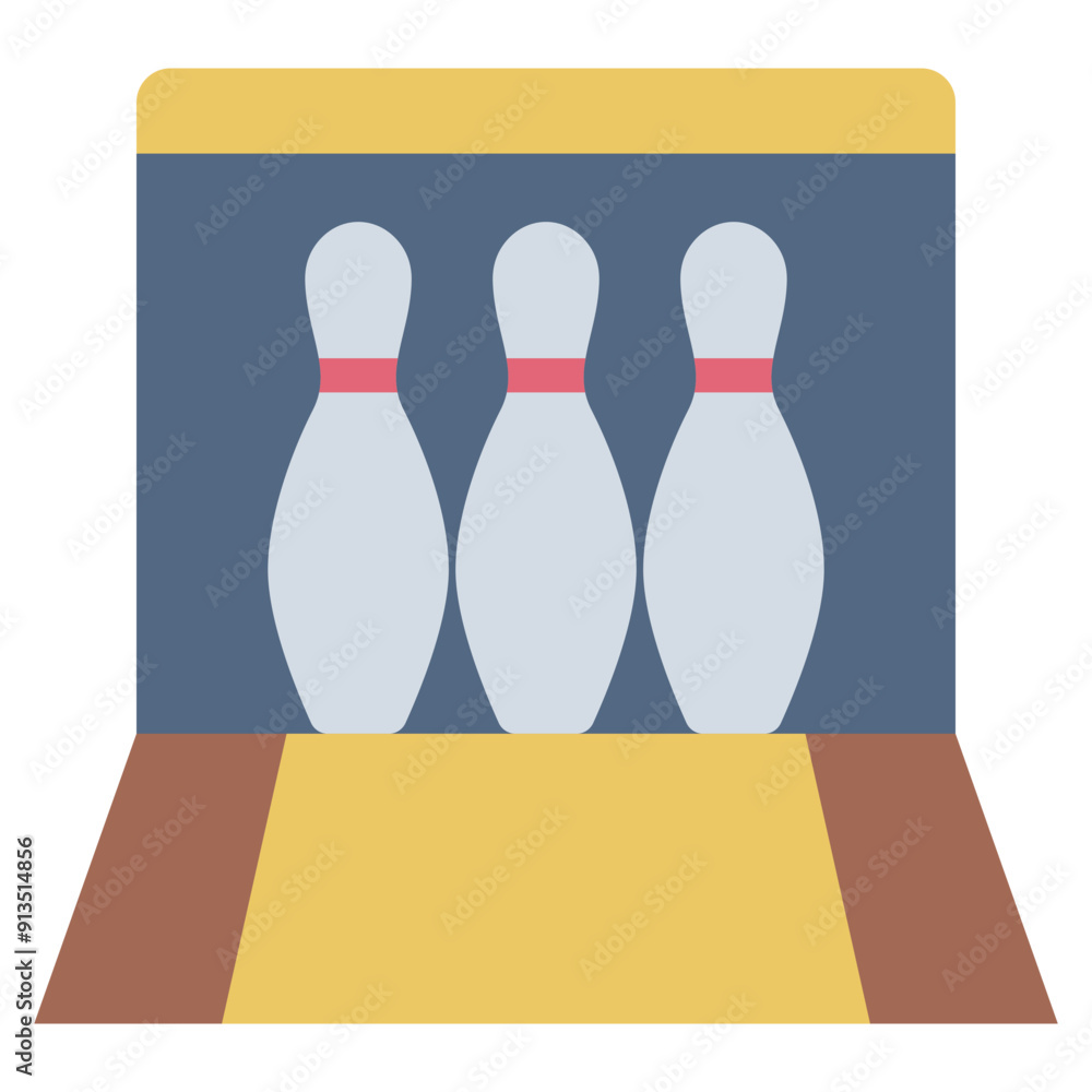 Bowling alley icon for sport and recreational themes Bowling alley icon for sport and recreational themes