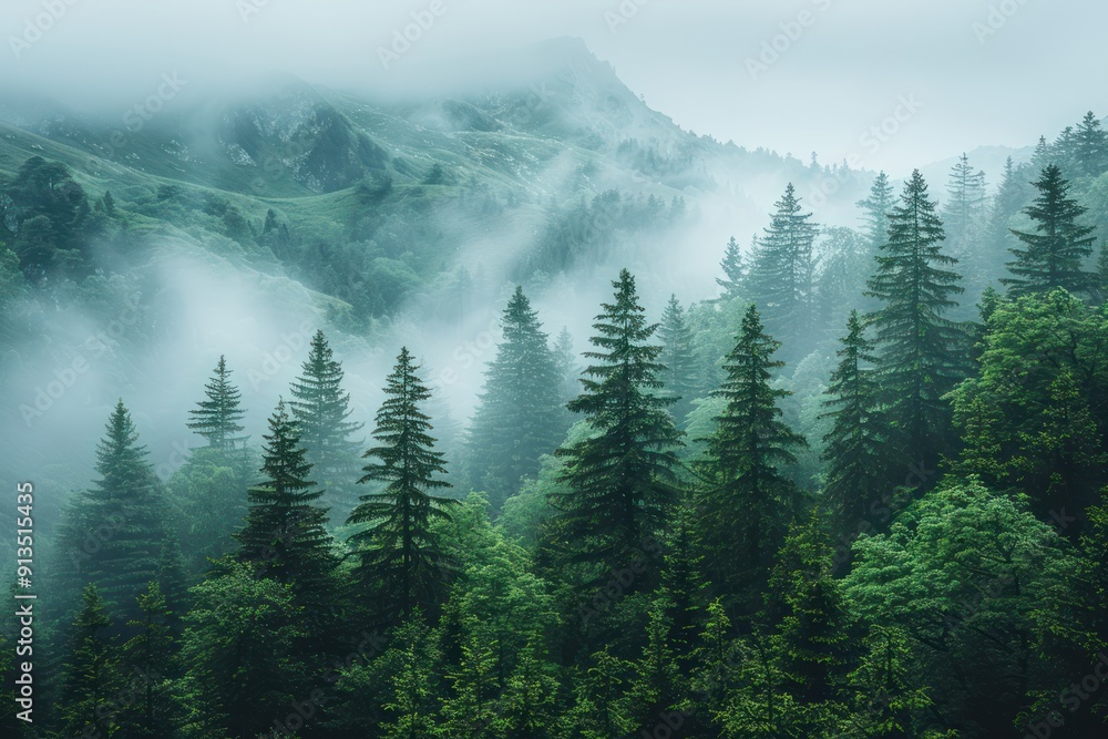 Obraz premium Misty Forest Landscape