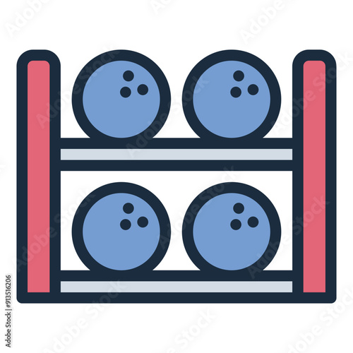 Bowling ball rack icon for storage and organization