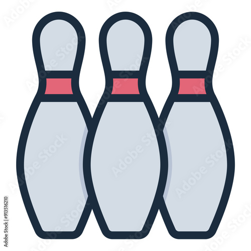 Bowling pin icon for sport and game designs