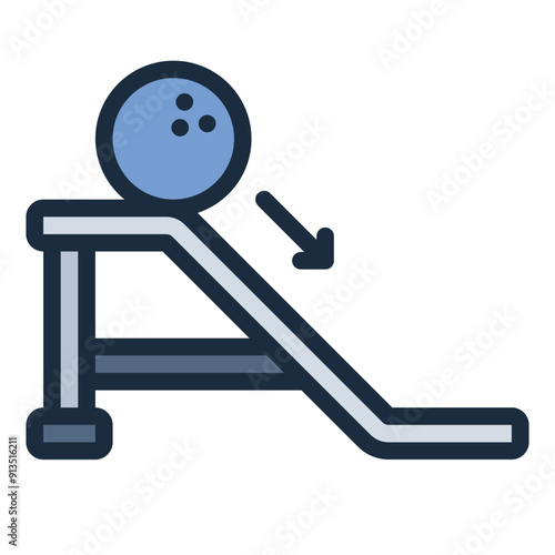 Bowling ramp icon used as an assistive tool in games