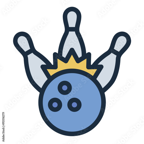 Strike bowling icon showing all pins knocked down