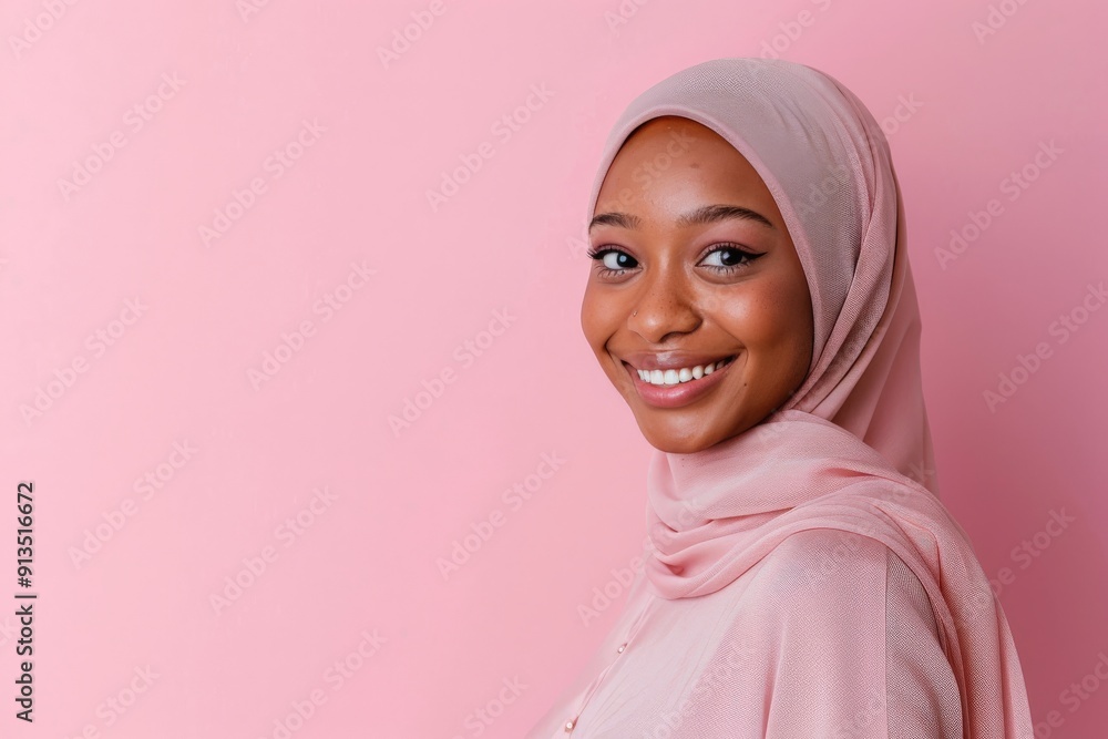 Smiling Woman in a Pink Hijab Smiling Woman in a Pink Hijab