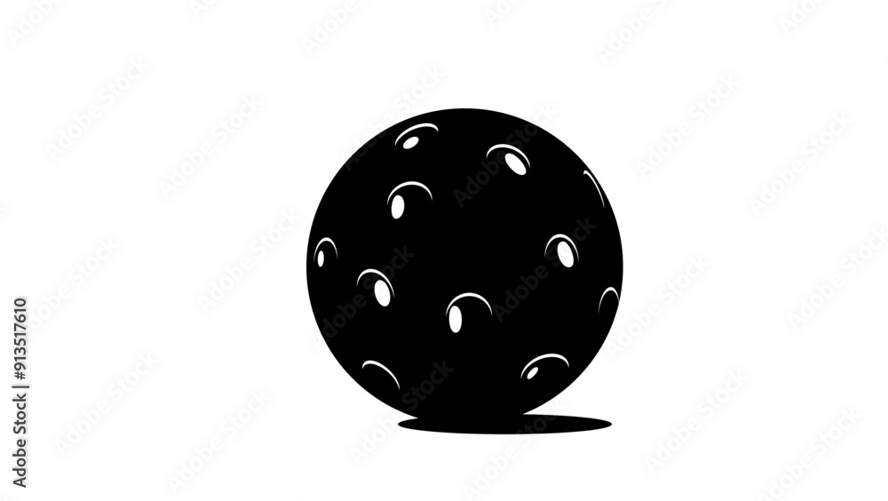 Pickleball ball, black isolated silhouette Pickleball ball, black isolated silhouette