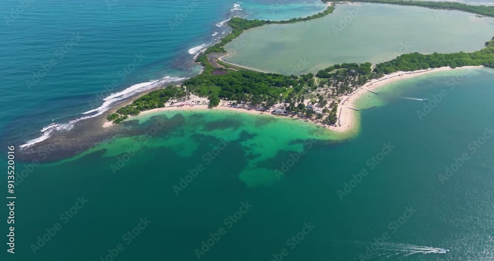Above View Of Cayo Sal Island In The Caribbean Sea, Morrocoy National Park, Venezuela. Aerial Drone Shot Above View Of Cayo Sal Island In The Caribbean Sea, Morrocoy National Park, Venezuela. Aerial Drone Shot