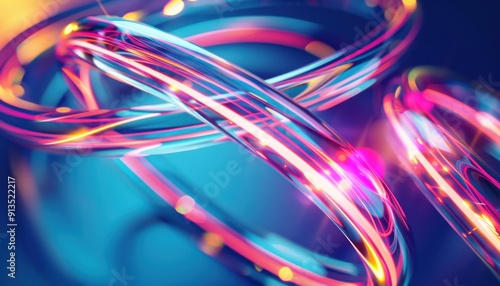 Colorful Abstract Swirls of Light Intertwined in a Dynamic, Modern Art Setting