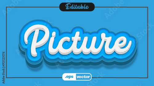 3d modern editable text effect blue color combination