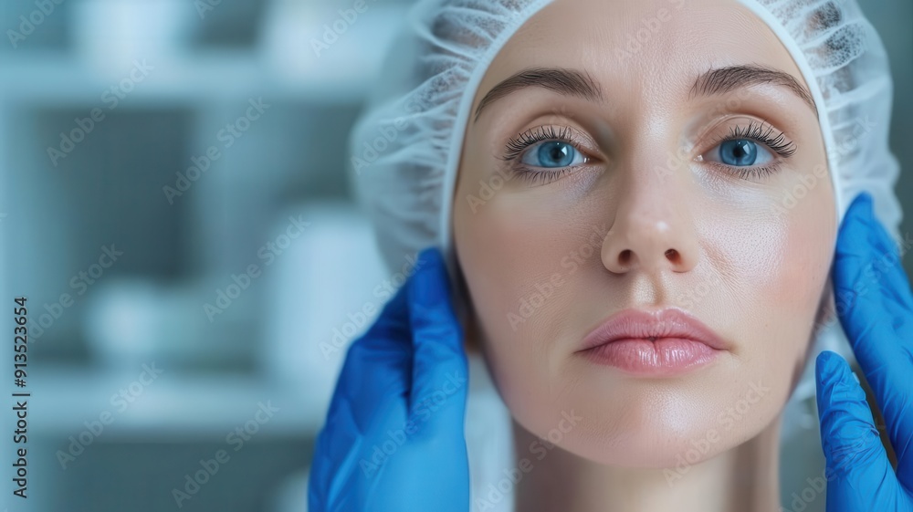 Botox injection procedure, holographic guide, futuristic rejuvenation, advanced clinic Botox injection procedure, holographic guide, futuristic rejuvenation, advanced clinic