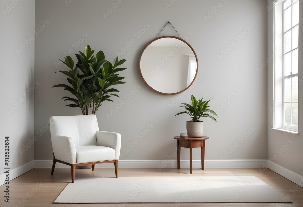 A minimalist living room with blank framed wall art a white sofa, wooden furniture, A minimalist living room with blank framed wall art a white sofa, wooden furniture,