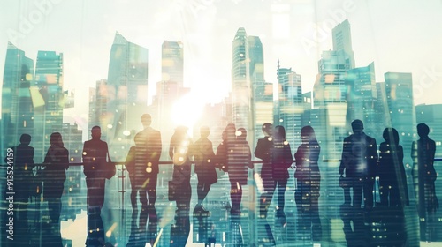 Wallpaper Mural Silhouettes of Business People Against a Cityscape Torontodigital.ca