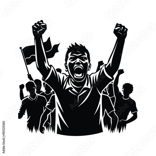 Angry Protestor Silhouette Vector

