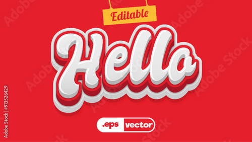 Hello social media editable vector 3d text effect
