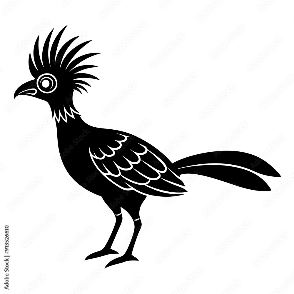 Hoatzin silhouette vector art illustration Hoatzin silhouette vector art illustration