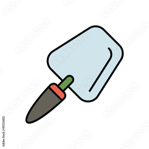 trowel color line icon with white background vector stock illustration