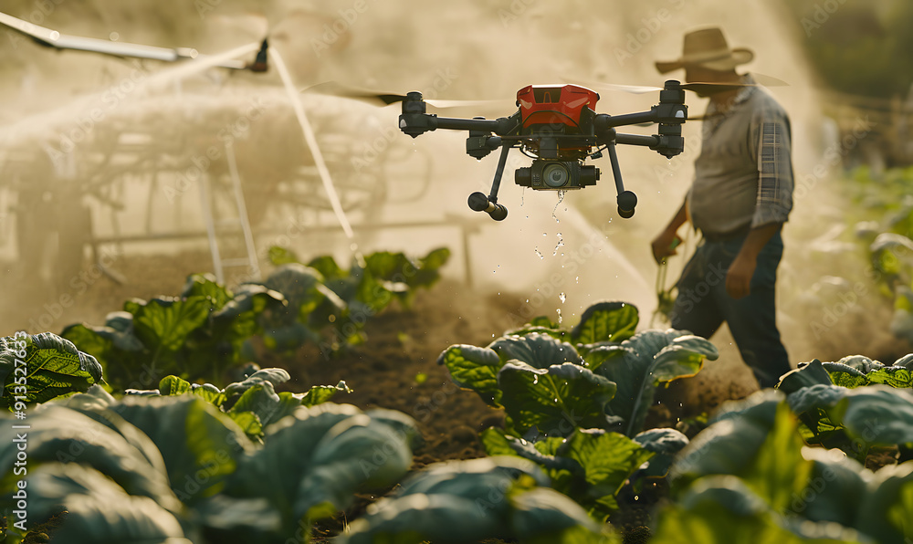 Automated Crop Harvesting, Illustrate automated crop harvesting in precision agriculture with an image showing autonomous or robotic harvesters efficiently gathering crops from fields, design Automated Crop Harvesting, Illustrate automated crop harvesting in precision agriculture with an image showing autonomous or robotic harvesters efficiently gathering crops from fields, design