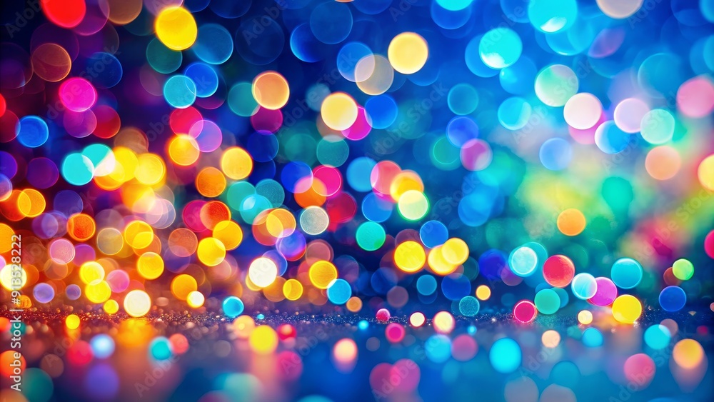 Abstract Colorful Bokeh Lights on Blue Background, bokeh, blur, festive, lights Abstract Colorful Bokeh Lights on Blue Background, bokeh, blur, festive, lights