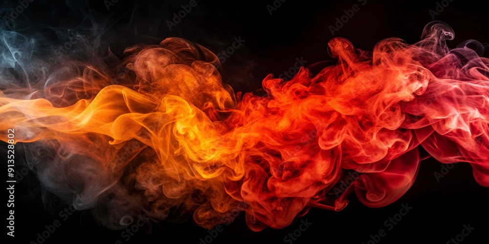 Fototapeta premium Abstract Red and Orange Smoke on Black Background, abstract, smoke, background, design
