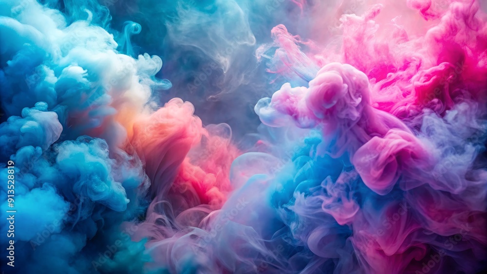 Fototapeta premium Abstract Swirling Blue and Pink Ink Clouds, Photography , Colorful Smoke , Acrylic Ink , Water Colors